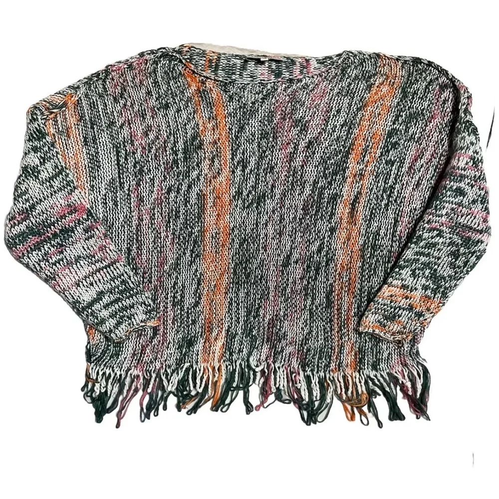 Laurie Felt Women's Baja Fringe Hem Multicolor Size Xs Sweater